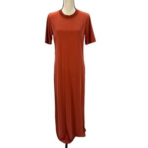 Club Monaco Short Sleeve Crew Neck T-Shirt Maxi Dress - Burnt Orange - size S/P